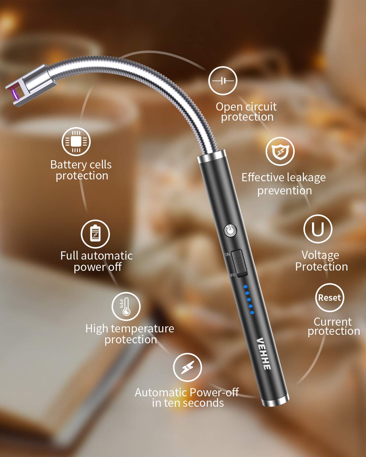 Candle Lighter Electric Pulse Igniter With LED Power Display