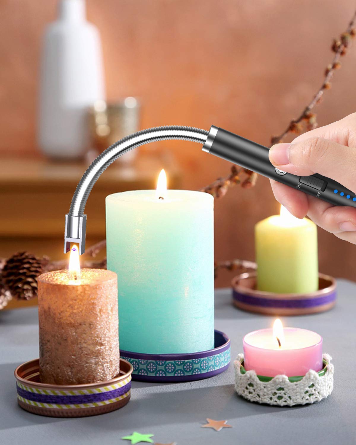Candle Lighter Electric Pulse Igniter With LED Power Display