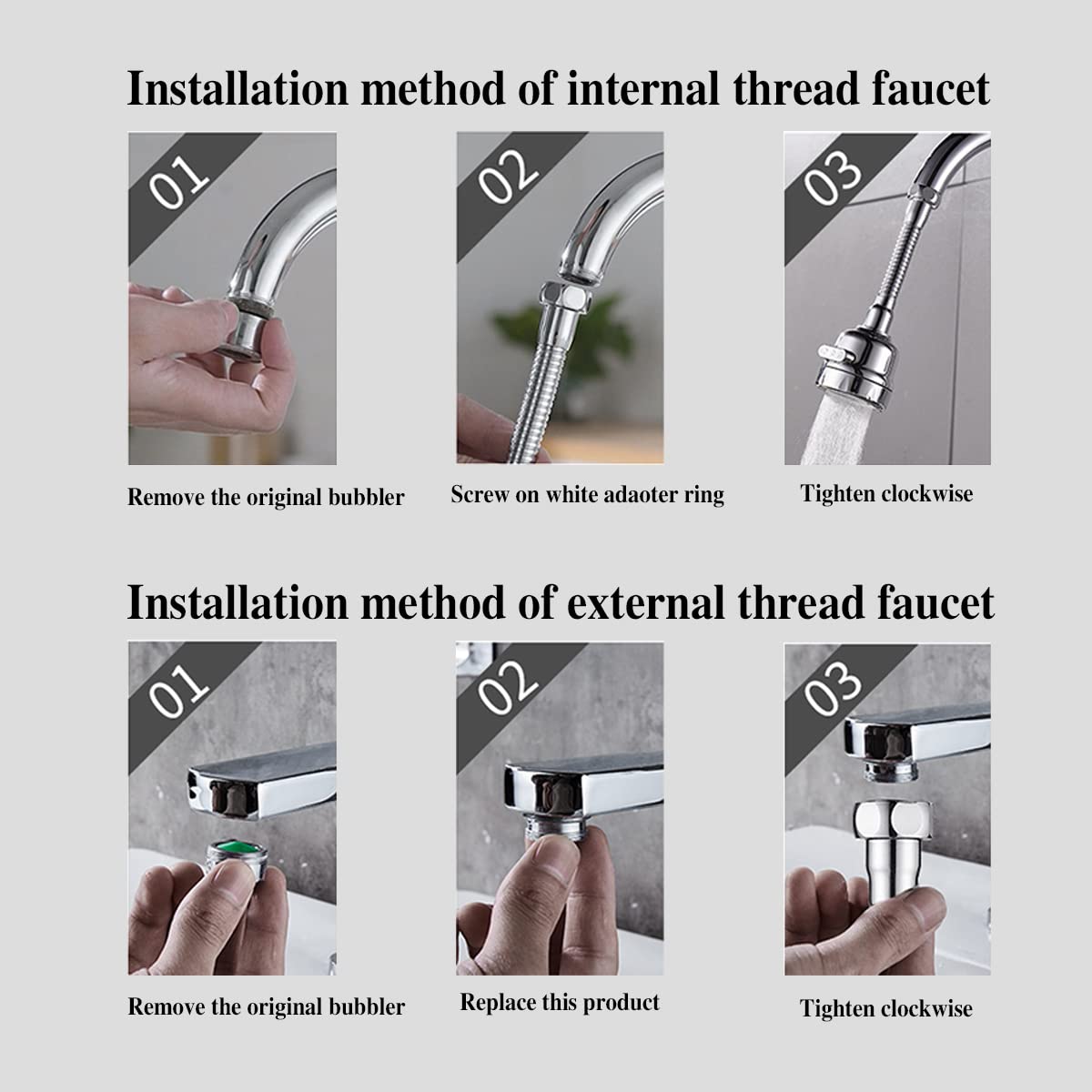 360° Rotatable Faucet Extender Anti Splash Faucet Sprayer Attachment