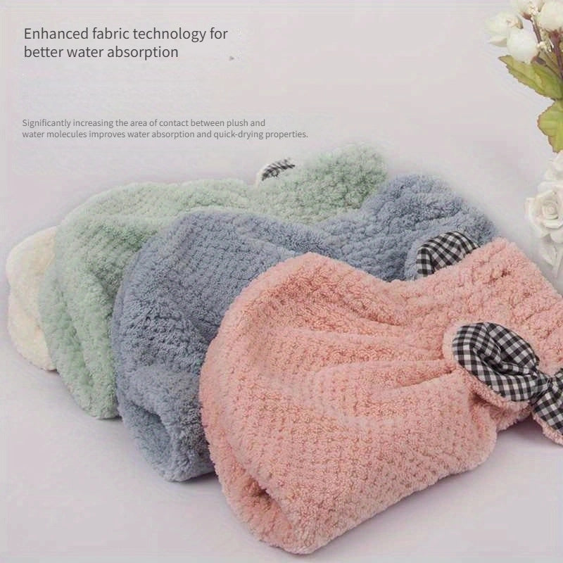 Women Hair Dry Cap with Bowknot Super Absorbent Microfiber Wrap Turban Quick Drying Bath Towel Bathroom Hair Dry Hat