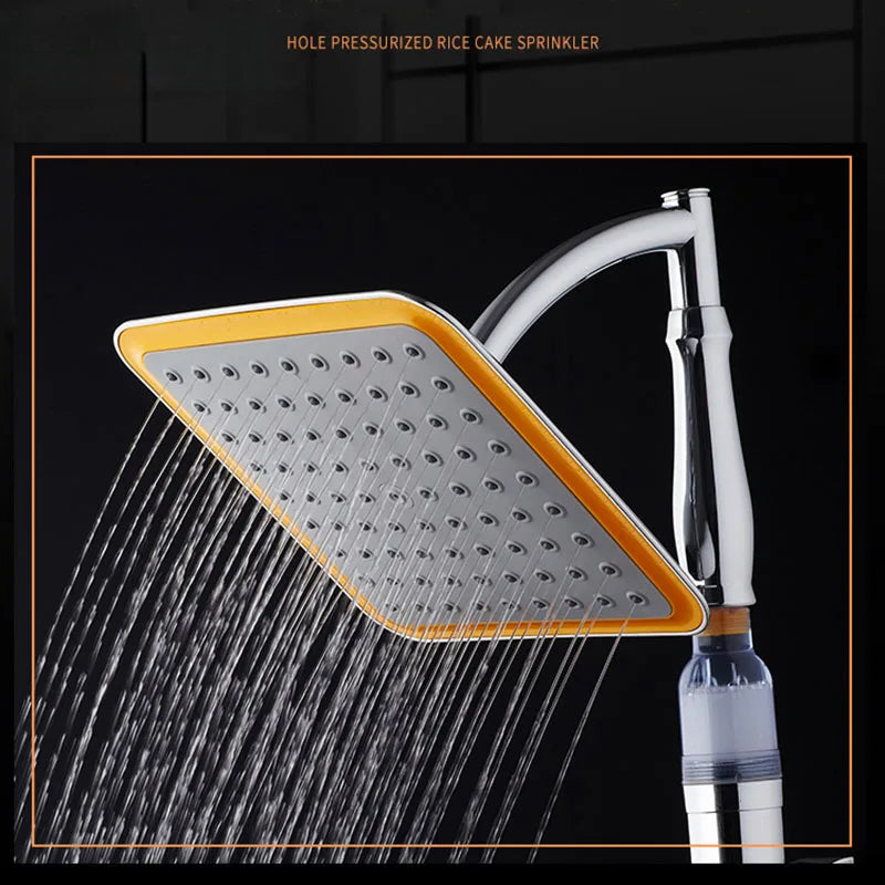 VEHHE 8 Inch Square Top Spray Shower Head Pressurized Rainfall ABS Chrome Durable Waterfall Shower head Extended arm Bath