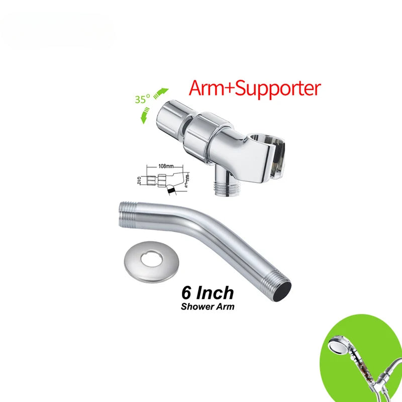 VEHHE Chrome Bass Universal Adjustable Shower Head Holder Set Bath Tub Stainless Steel Bath Shower Arm Water Outlet