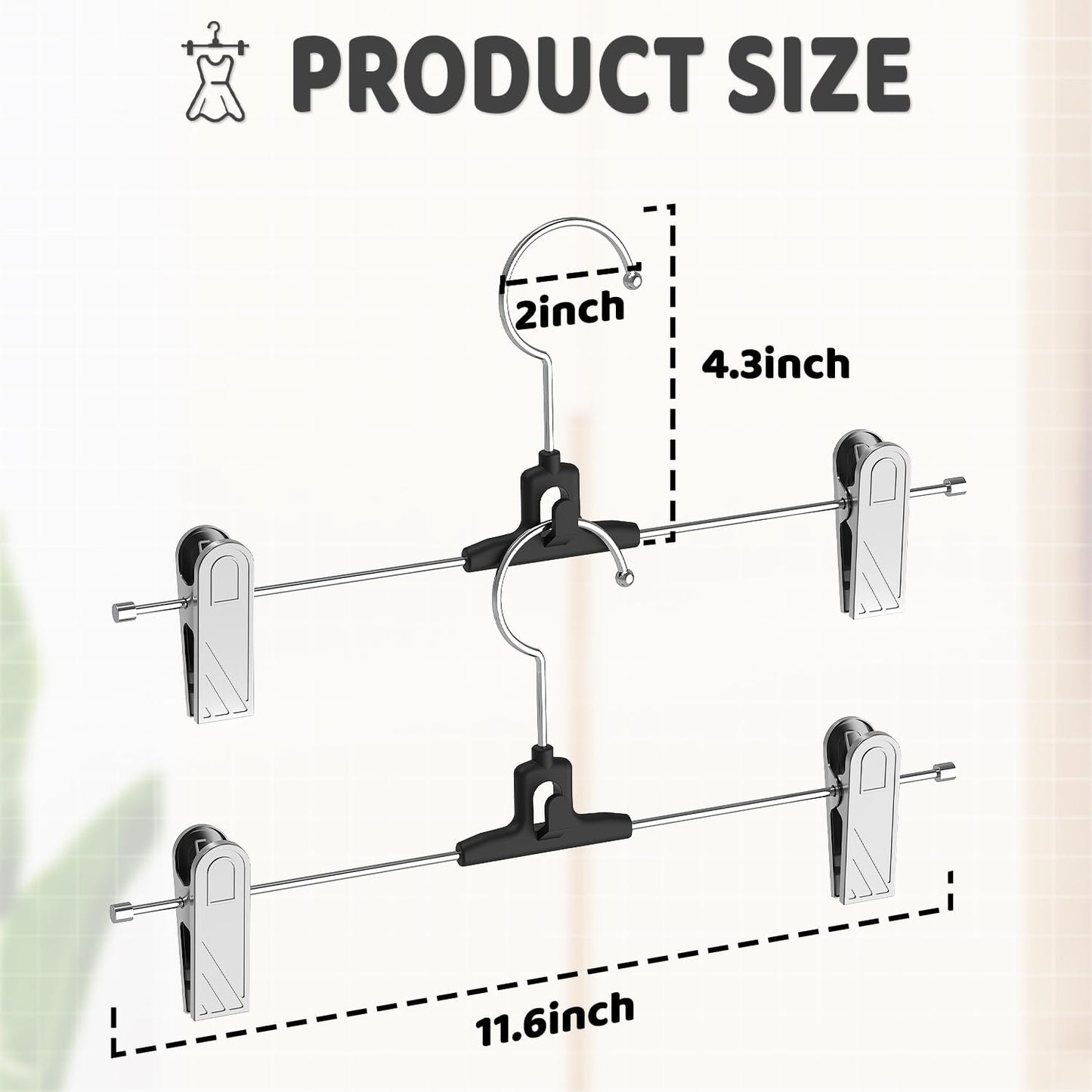 20 Packs Pant Skirt Hangers with Adjustable Clips, Metal Shorts Hangers for Closet Space Saving