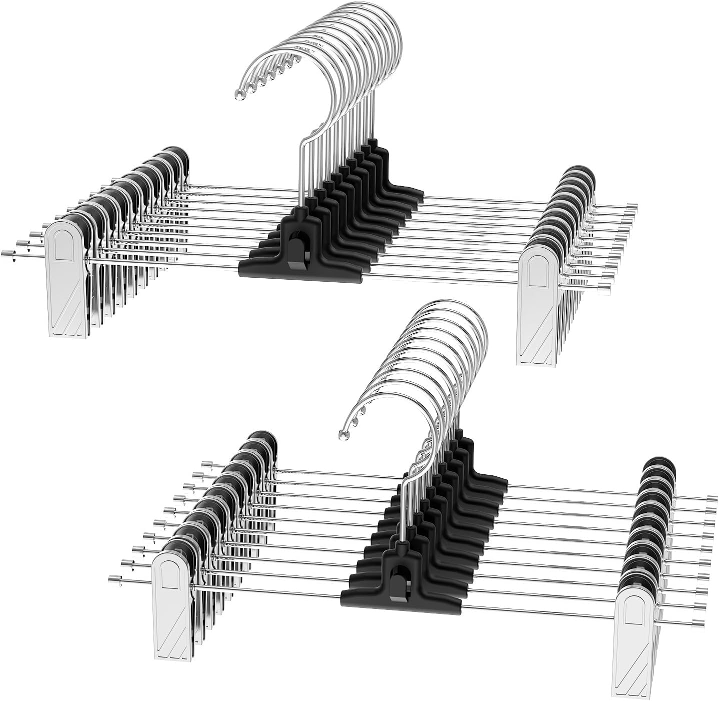 20 Packs Pant Skirt Hangers with Adjustable Clips, Metal Shorts Hangers for Closet Space Saving