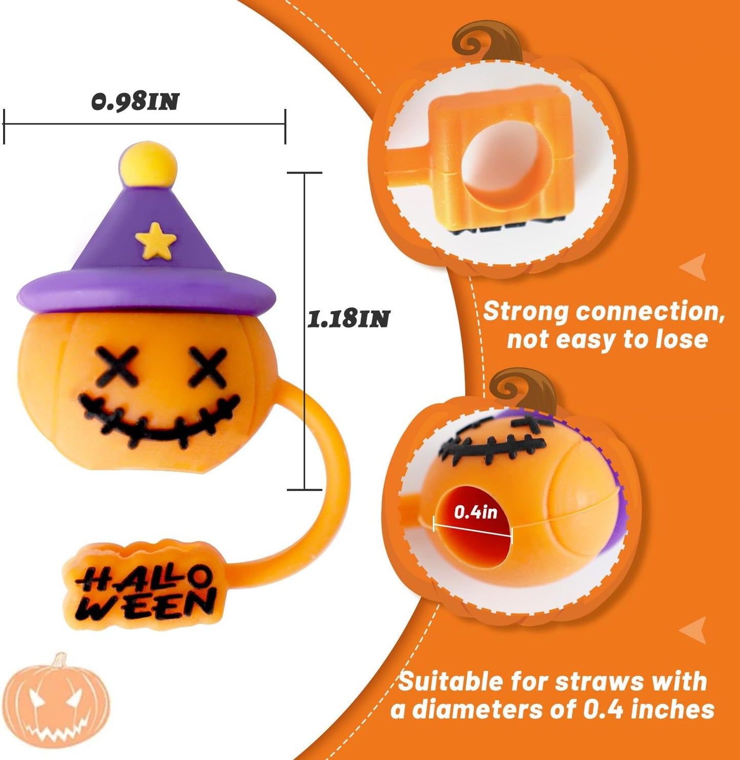 VEHHE® 9PCS 10mm Halloween Straw Toppers for Stanley Cup