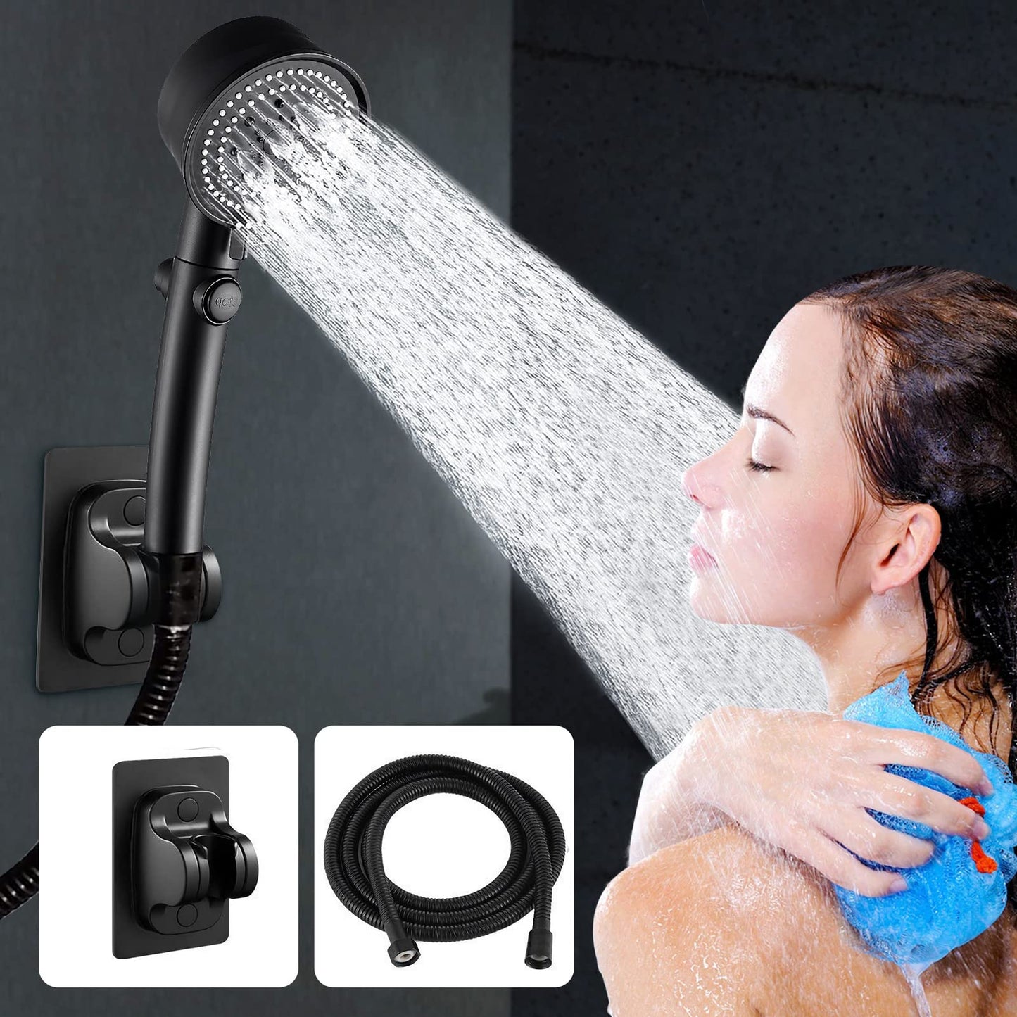High Pressure Shower Head with Handheld-6 Functions Shower Head with Turbo Fan-Handheld