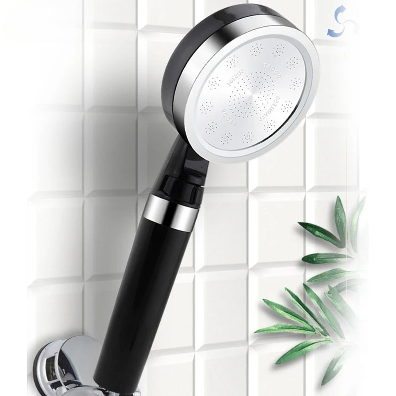 VEHHE Black Big Panel Adjustable Shower Head with Stop Switch Water saving High Pressure Skin Care Shower ABS plastic
