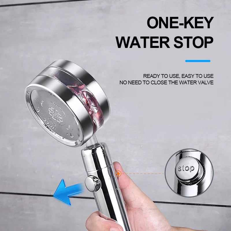 VEHHE 360 Degrees Rotating Shower Head Double-sided Sprayer Turbocharged with Stop Button Bathroom Nozzle Accessories