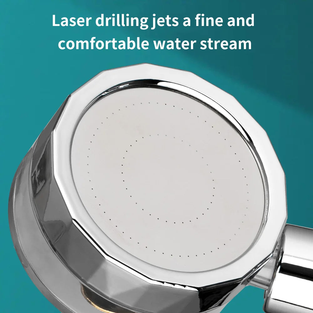 VEHHE New Style Turbine Spiral Outlet Water Turbocharged Shower Head 360 Rotating High Pressure Handheld Shower Nozzle