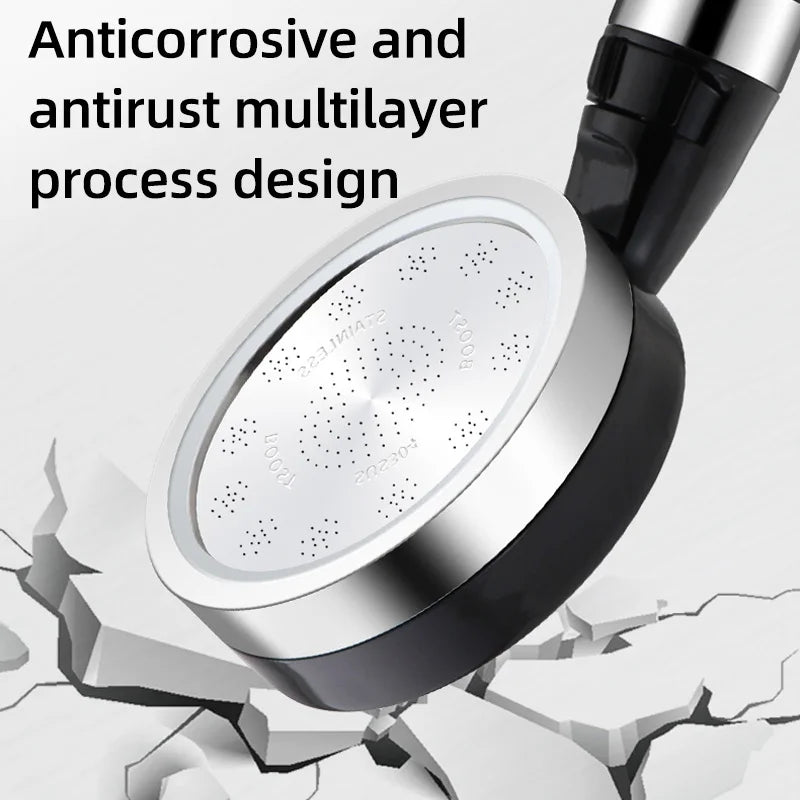 VEHHE Black Big Panel Adjustable Shower Head with Stop Switch Water saving High Pressure Skin Care Shower ABS plastic