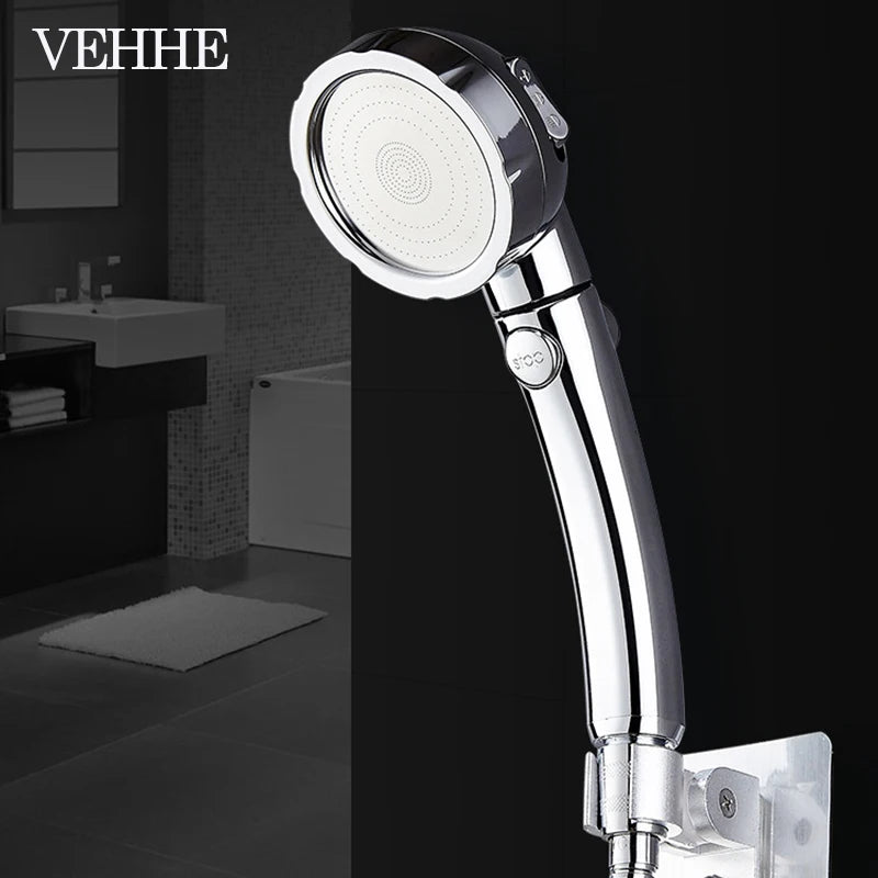 VEHHE 3 Modes Switch Shower Plating Surface Multi-function SPA Rain Spray Pulse Pressurized Water Flow High Quality Shower Head