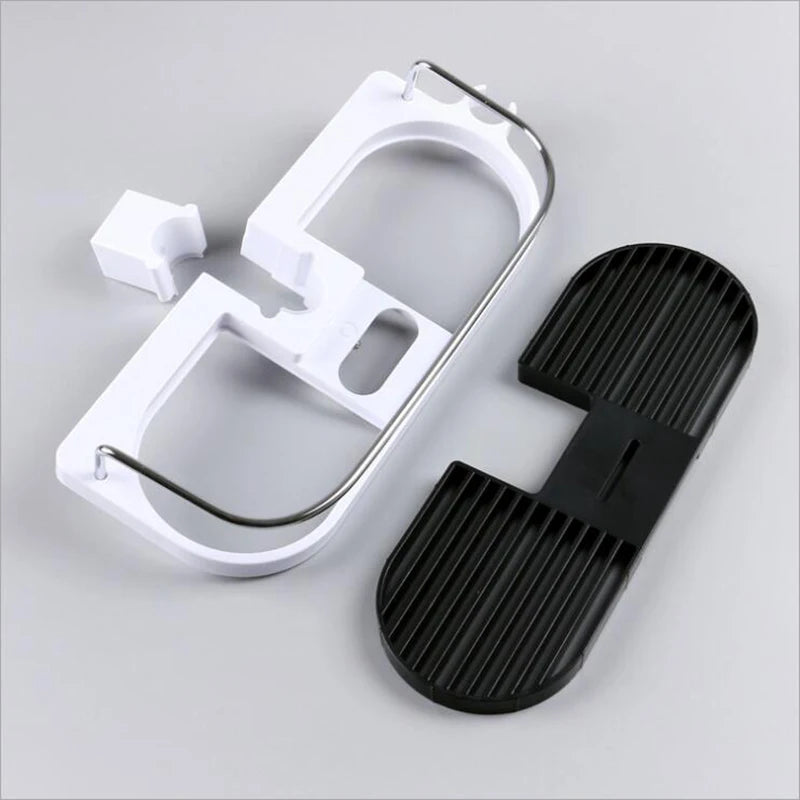 VEHHE Slide Bars Shelf Bathroom Storage Rack Black And White Plastic Shower Holder Adjustable Single Tier Shampoo Tray