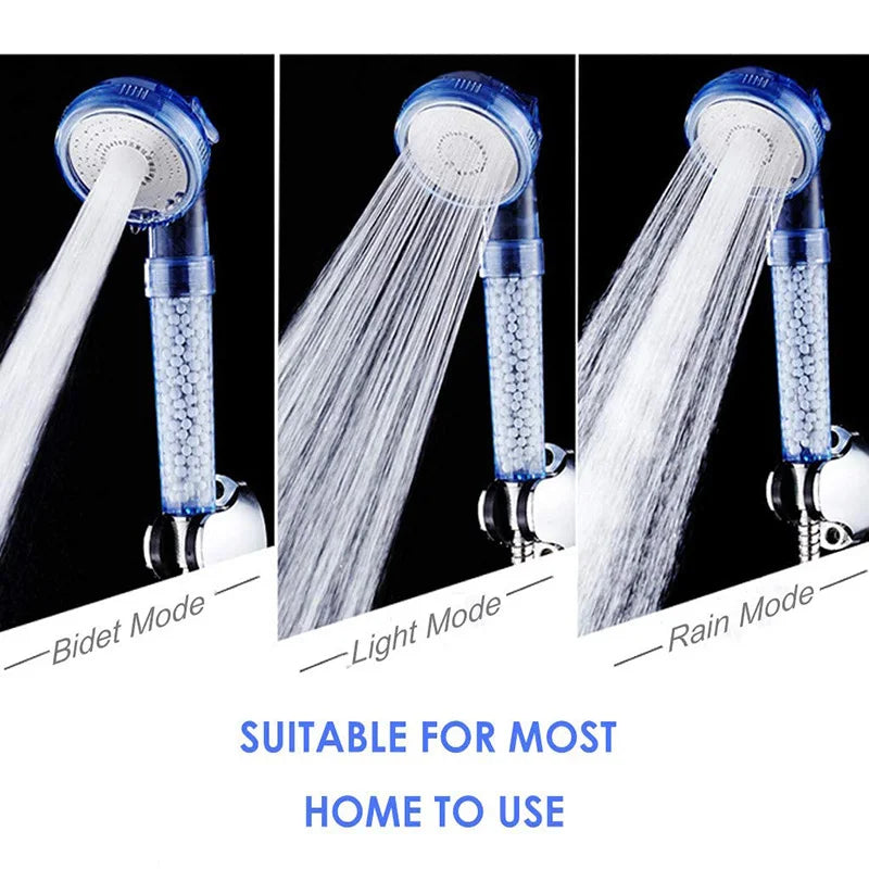 VEHHE New Arrival 3 Functions High Pressure SPA Shower Head Water Saving Showerhead Bathroom Accessory Anion Filter Shower