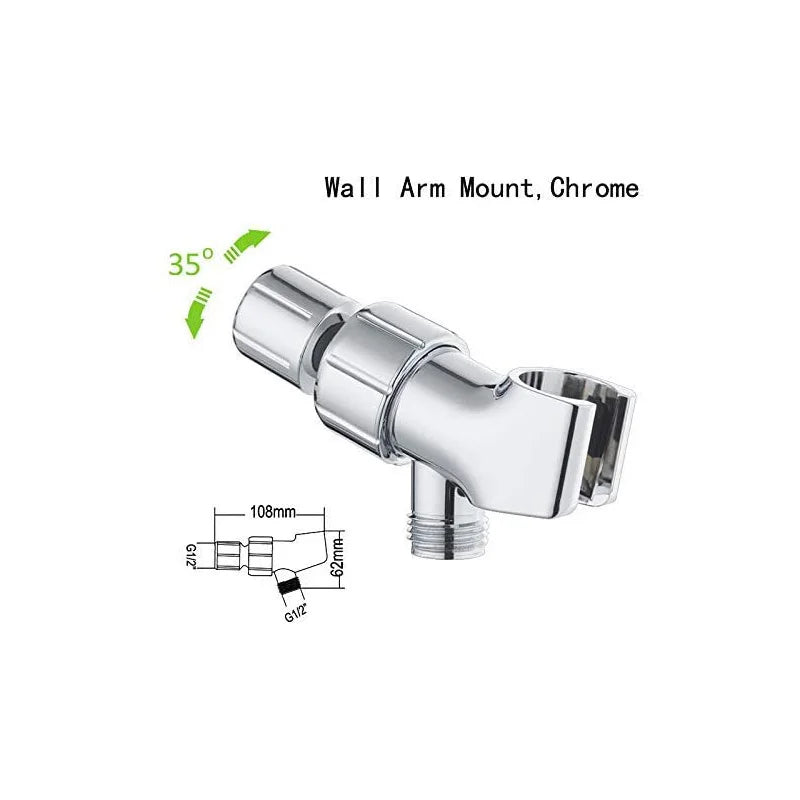 VEHHE Chrome Bass Universal Adjustable Shower Head Holder Set Bath Tub Stainless Steel Bath Shower Arm Water Outlet