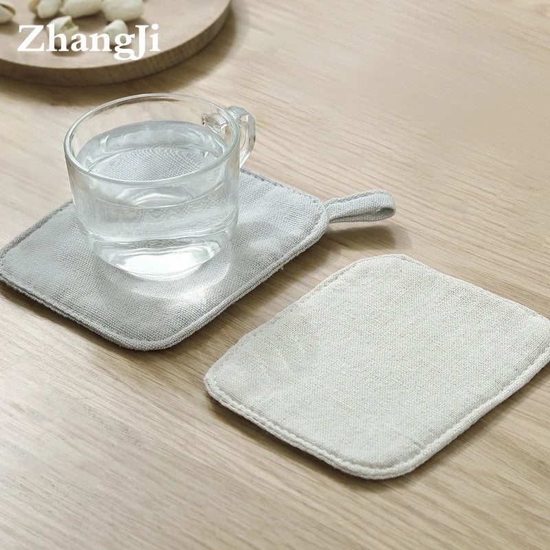 VEHHE NEW ARRIVEL Cotton Linen Solid Color Cup Mat Pad Coaster Tea Coffee Mug Hot Drinks Holder ECO Cloth Cup Mat 12x10cm