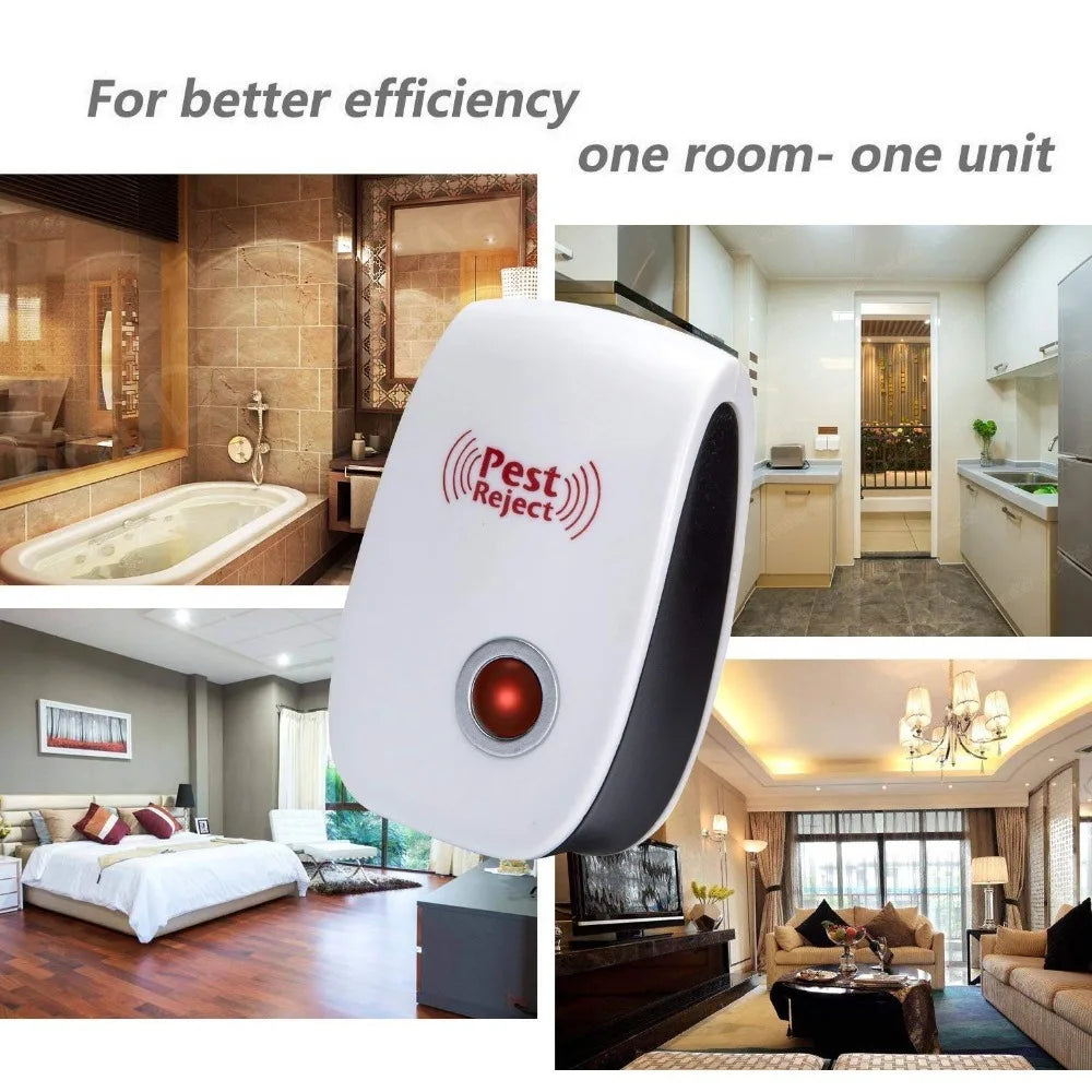VEHHE Ultrasonic Pest Repeller Electronic Plug Indoor Repellent Pest Reject US Plug With Blue Display Light Anti Mouse