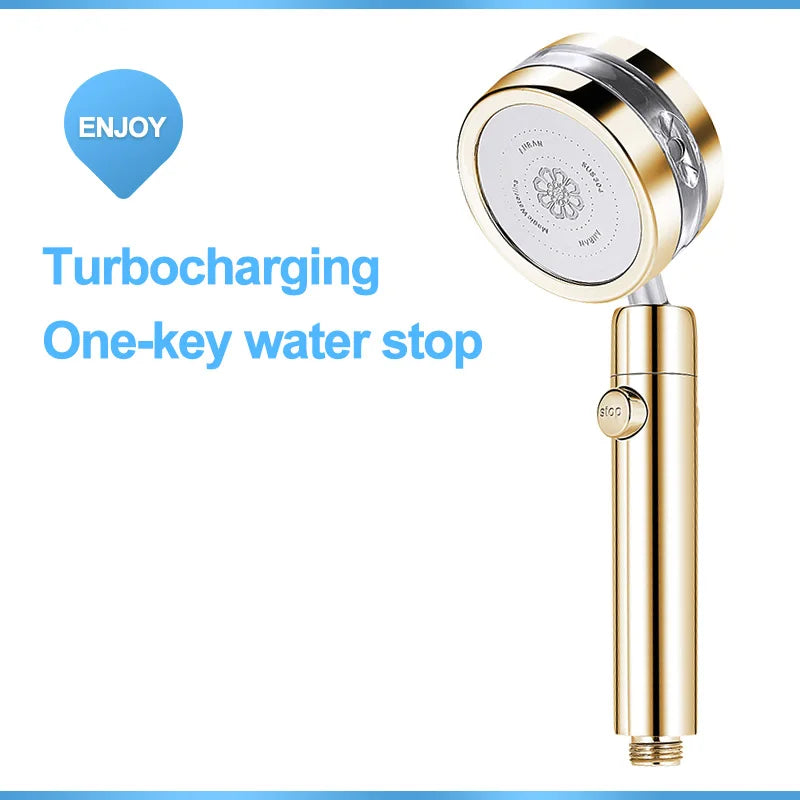 VEHHE High Quality Propeller Driven Bath Rainfall Shower Head with Fan High Pressure Water Saving ShowerHead Bathroom Accessaries