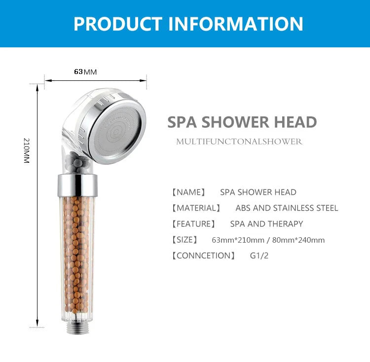 VEHHE High Pressure Shower Head Anion Beads Filter Water Saving Rainfall Showerhead for Bathroom Products Accessorie