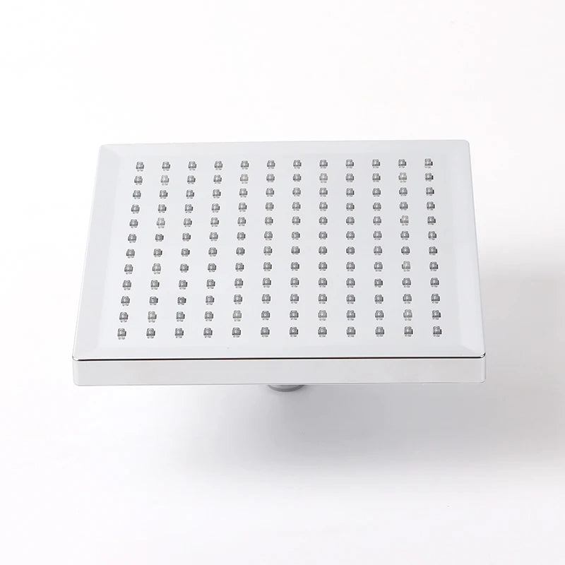 VEHHE 8 Inch Square Rainfall Bath Ceiling Shower Light Water Temperature Led Shower Head Wall Mounted Bathroom Accessories