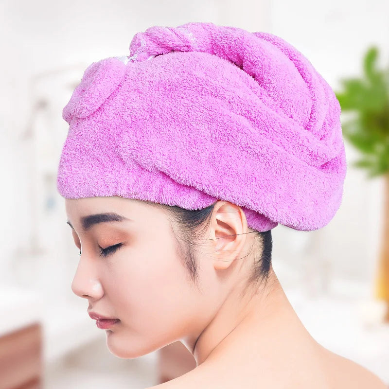 VEHHE Ladies Soft Fluffy Shower Cap Drying Hair Cap Super Absorption Adult Cute Bath Towel Fast Drying Hair Turban Shampoo Towel