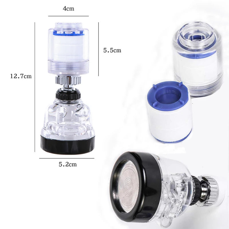 VEHHE Water Saving 3 Modes 360 Rotatable Tap Aerator Bubbler Flexible Spout Nozzle Filter Smooth Water Adapter Faucet Aerator