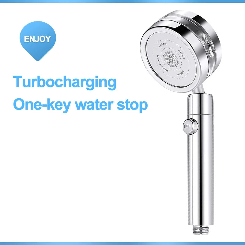 VEHHE 360 Degrees Rotating Shower Head Double-sided Sprayer Turbocharged with Stop Button Bathroom Nozzle Accessories