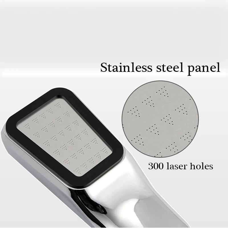 VEHHE Bathromm Chrome 300 Holes ABS Shower Head Set With Holder And Hose Rainfall High Pressure Water Saving Showerhead