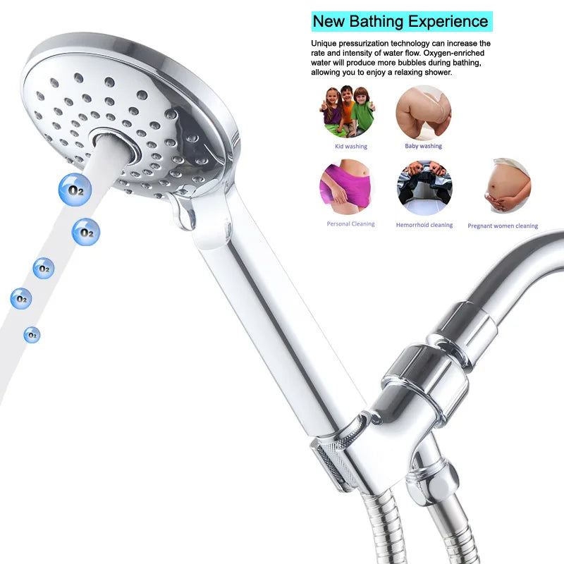 VEHHE Chrome Bass Universal Adjustable Shower Head Holder Set Bath Tub Stainless Steel Bath Shower Arm Water Outlet