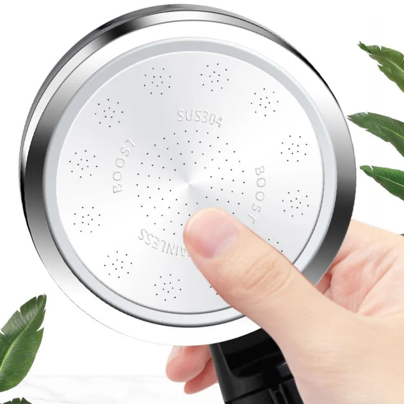 VEHHE Black Big Panel Adjustable Shower Head with Stop Switch Water saving High Pressure Skin Care Shower ABS plastic