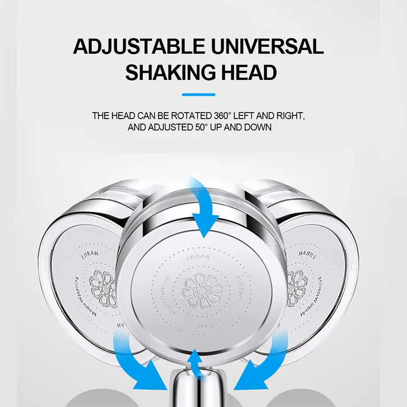 VEHHE High Quality Propeller Driven Bath Rainfall Shower Head with Fan High Pressure Water Saving ShowerHead Bathroom Accessaries