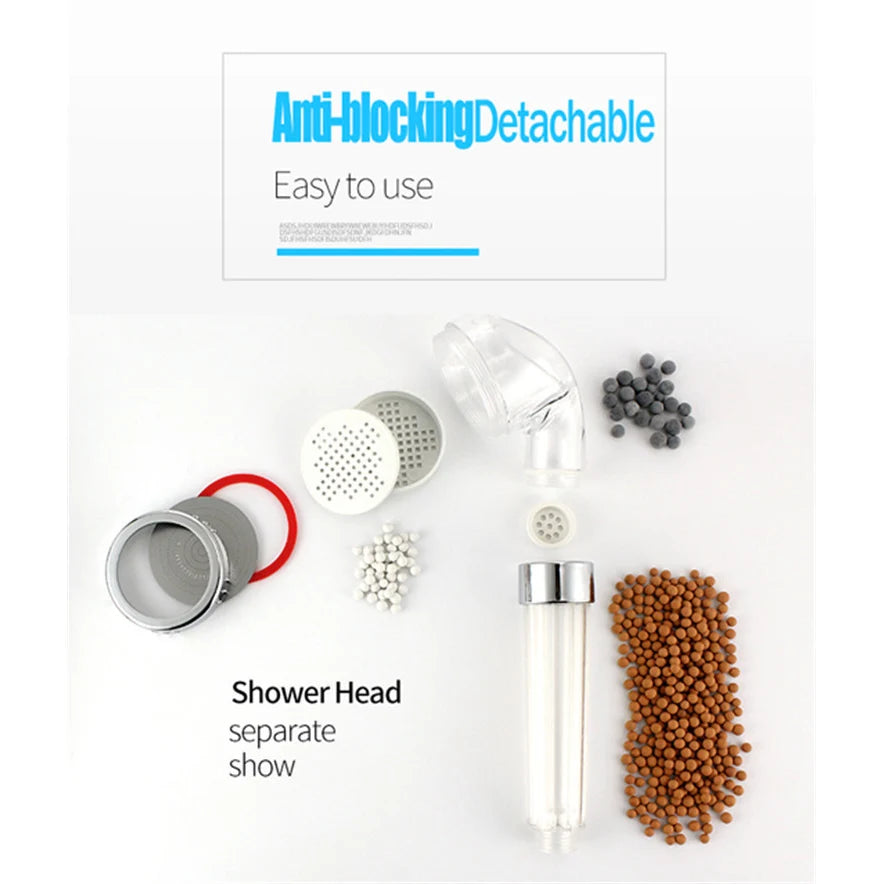 VEHHE Water Therapy SPA Shower Head High Pressure Water Saving Detachable Anion Filter Water Softener Showerhead