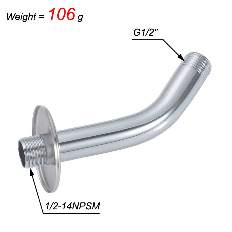 VEHHE Chrome Bass Universal Adjustable Shower Head Holder Set Bath Tub Stainless Steel Bath Shower Arm Water Outlet