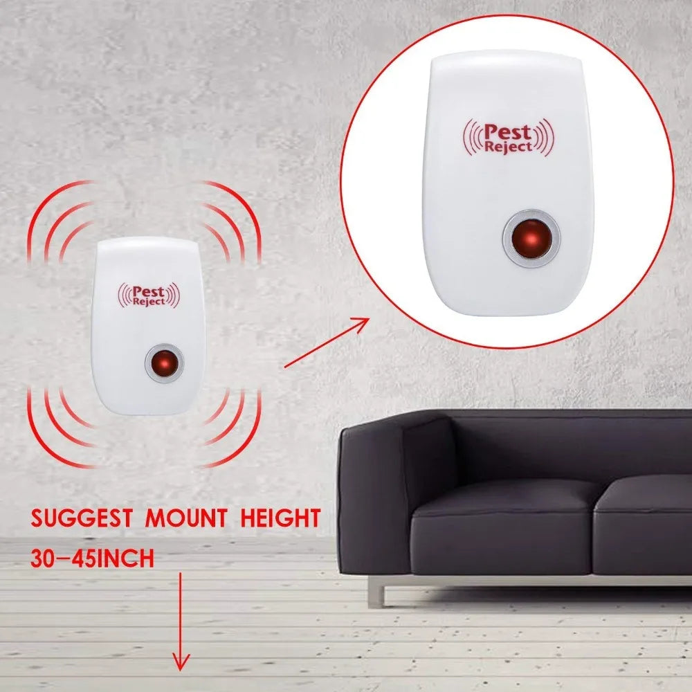 VEHHE Ultrasonic Pest Repeller Electronic Plug Indoor Repellent Pest Reject US Plug With Blue Display Light Anti Mouse