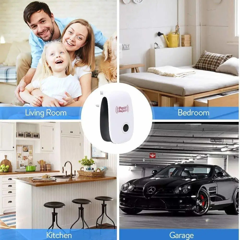VEHHE Ultrasonic Pest Repeller Electronic Plug Indoor Repellent Pest Reject US Plug With Blue Display Light Anti Mouse