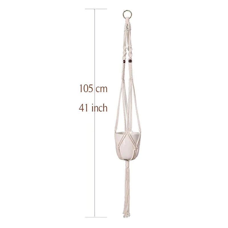 Vehhe Macrame Handmade Plant Hanger Baskets Flower Pots Holder Balcony Hanging Decoration Knotted Lifting Rope Hom