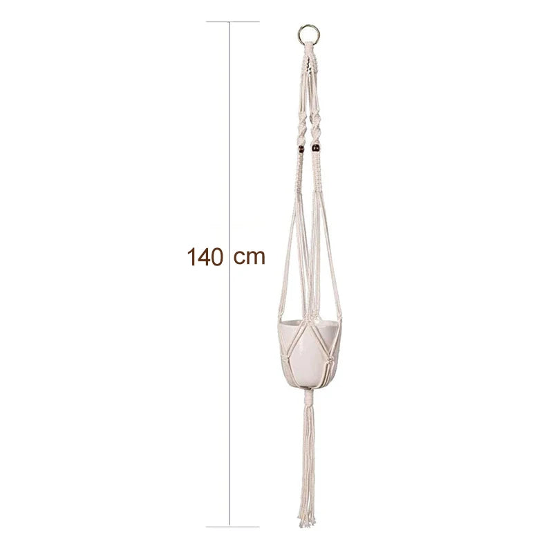 Vehhe Macrame Handmade Plant Hanger Baskets Flower Pots Holder Balcony Hanging Decoration Knotted Lifting Rope Hom