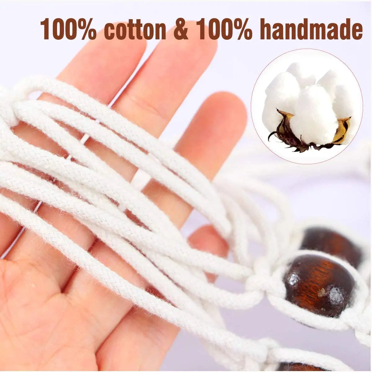 Vehhe Macrame Handmade Plant Hanger Baskets Flower Pots Holder Balcony Hanging Decoration Knotted Lifting Rope Hom