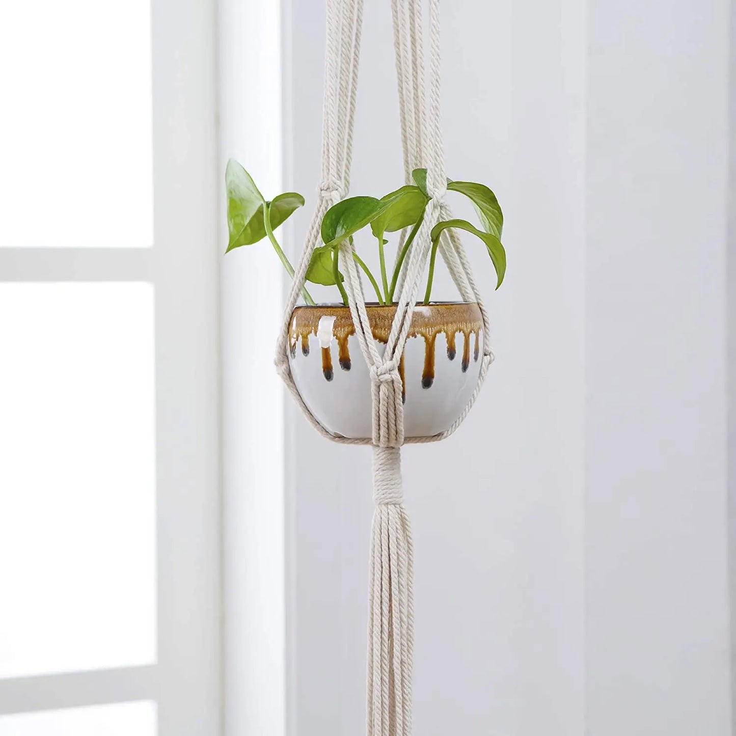 Vehhe Macrame Handmade Plant Hanger Baskets Flower Pots Holder Balcony Hanging Decoration Knotted Lifting Rope Hom
