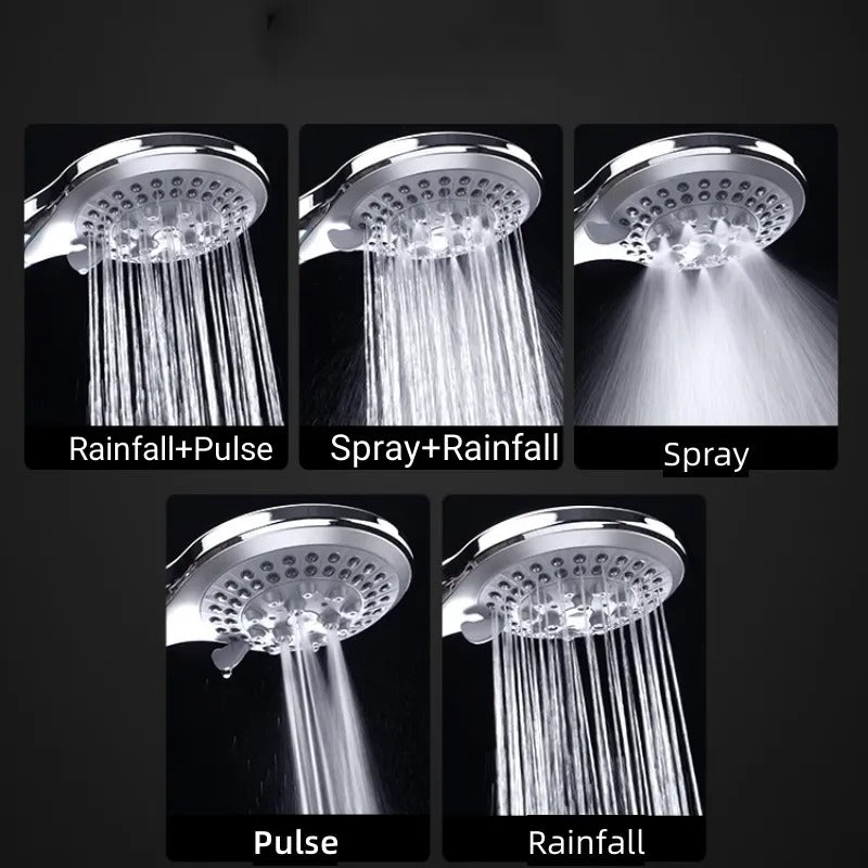 5-Funtion Rainfall Shower Head Sillcone Water Outlet Hole Bathroom Accessories