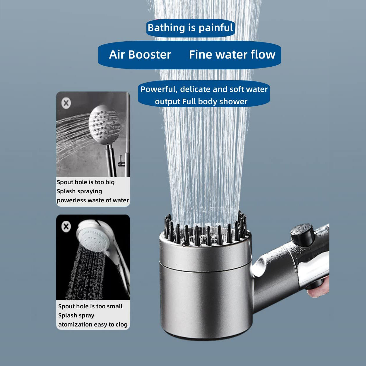 3 Modes High Pressure Handheld Shower Head High Flow with Replacement Filter