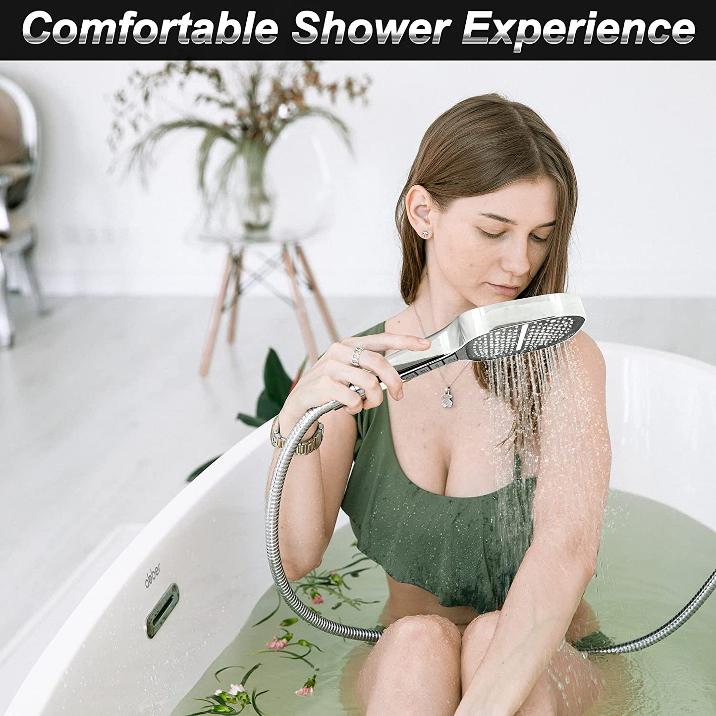 Large Panel Shower Heads with 8 Spray Modes Powerful Square