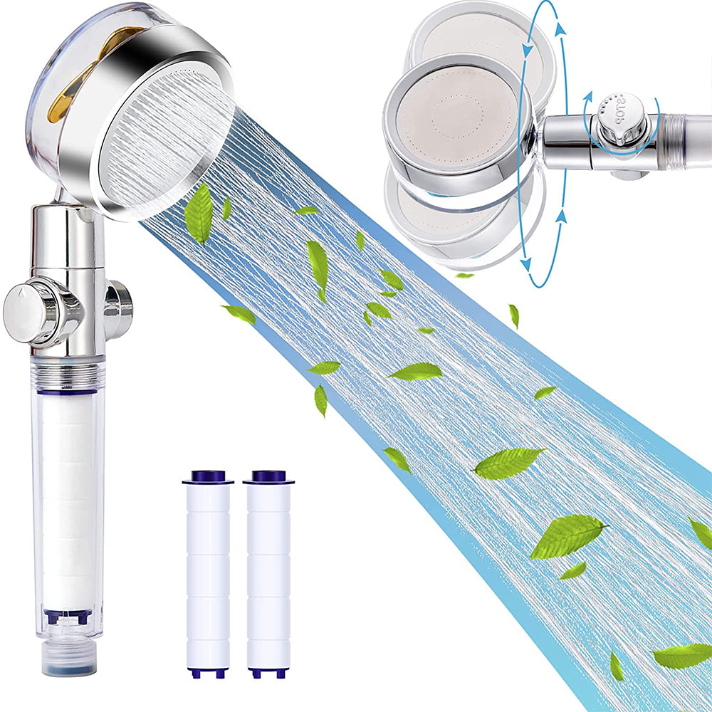 High Pressure Shower Heads Handheld Turbo Fan Shower with Hose and 2 Filter Cottons