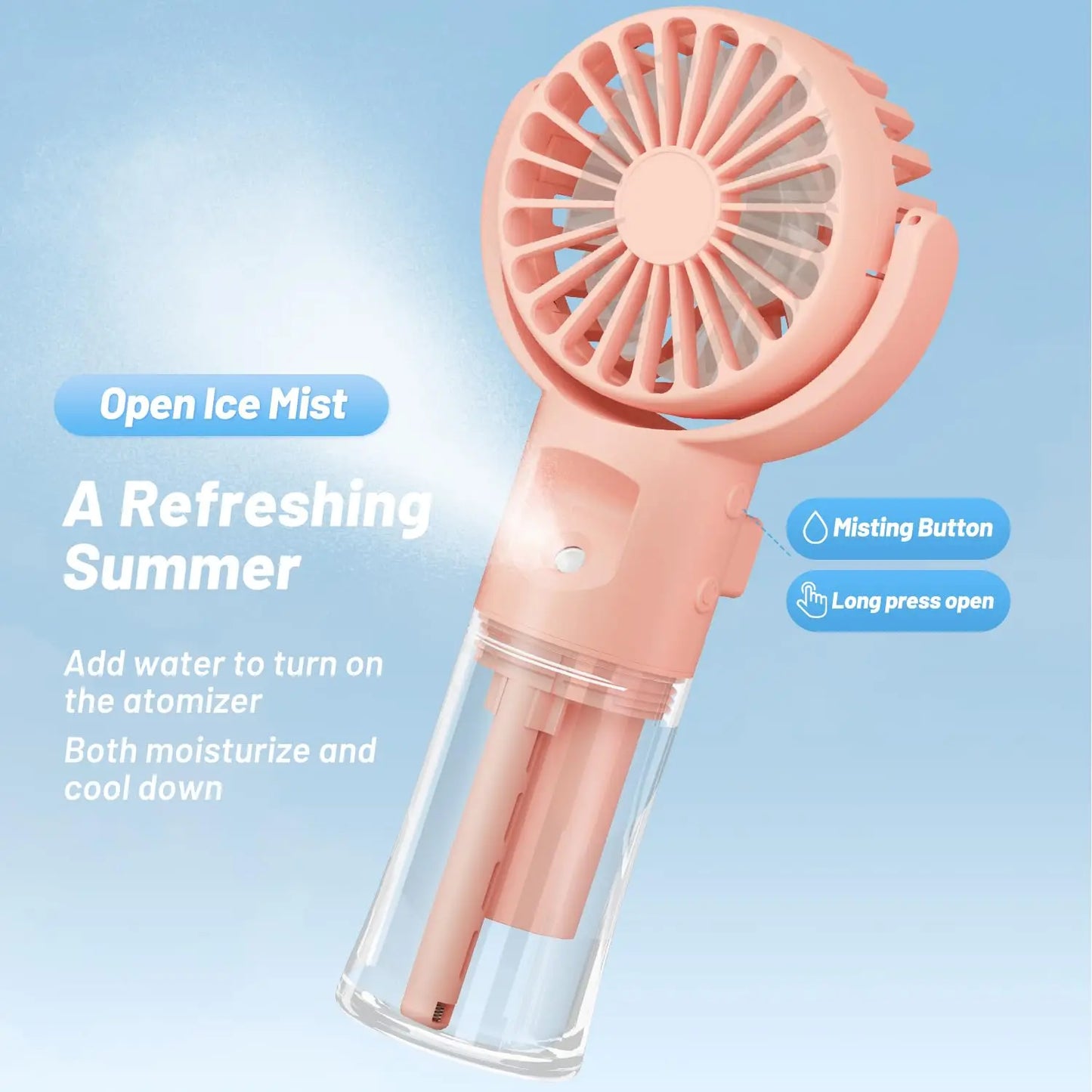 Vehhe Mini Portable Fan Cooling Misting Fan 4 Speeds Small Handheld Fan USB Rechargeable Pocket Fan Gifts for Women