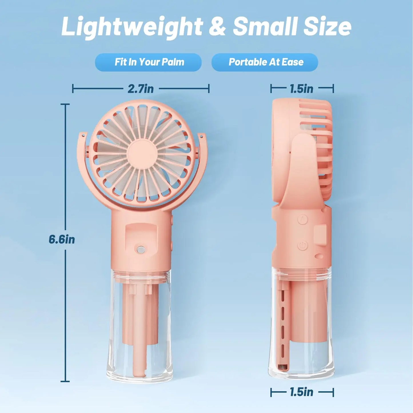 Vehhe Mini Portable Fan Cooling Misting Fan 4 Speeds Small Handheld Fan USB Rechargeable Pocket Fan Gifts for Women