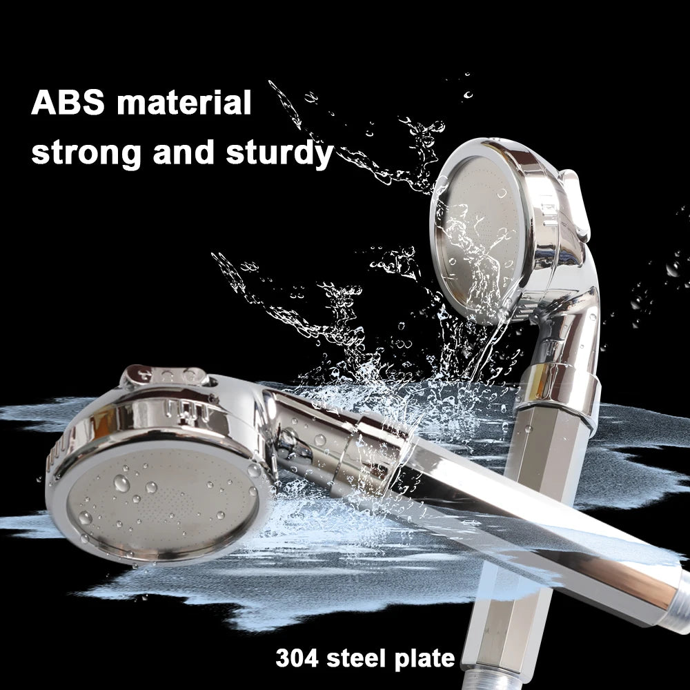VEHHE 3 Function Chromeplated Shower head with Cotton Filter in the Handle High Pressure Water Saving for Electric Showers