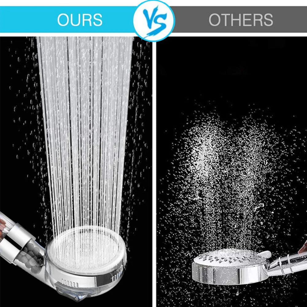 VEHHE 3 Modes Bath Shower Adjustable Jetting Shower Head High Pressure Saving Water Bathroom Anion Filter Shower SPA Nozzle