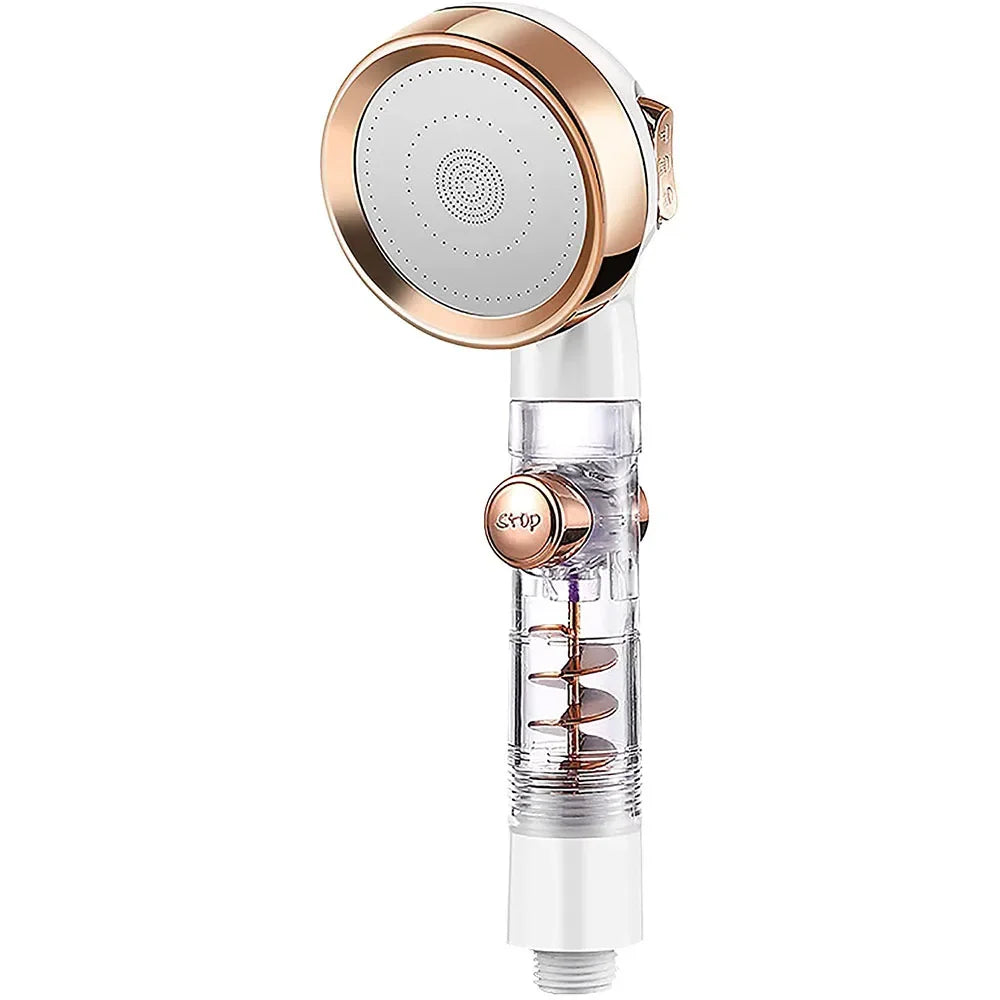 VEHHE New High Pressure 3-function Turbo Handle SPA Shower Head Rainfall with Switch on/Off Button Water Saving Showerhead