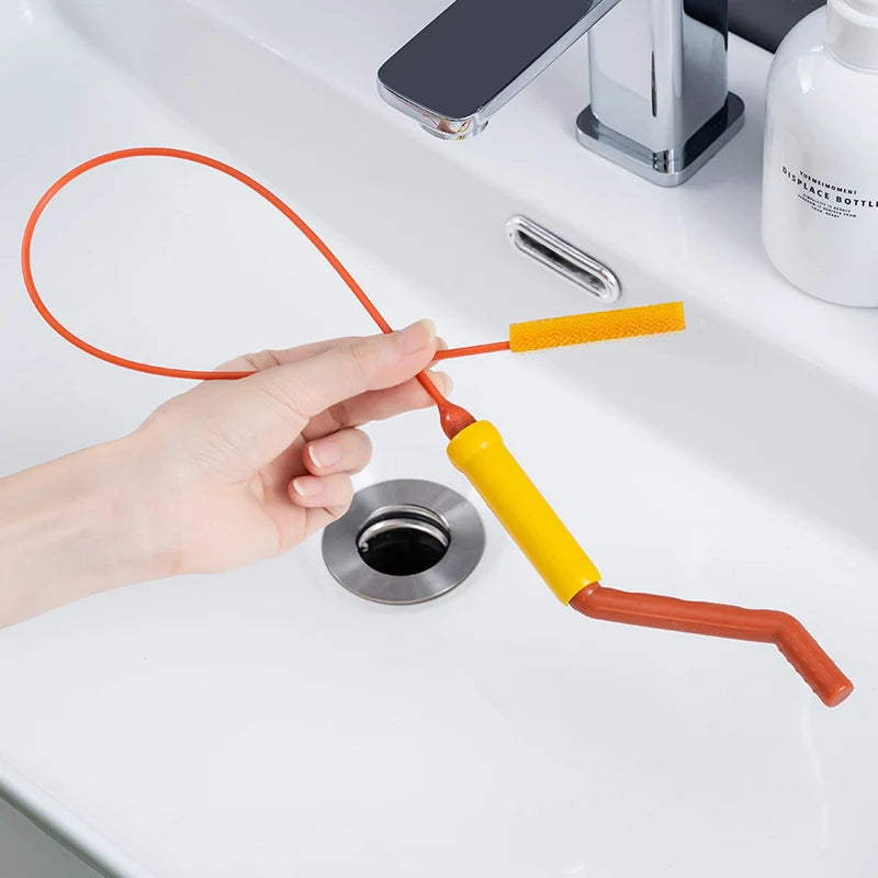 VEHHE Pipe Dredging Brush with Rotating Handle Drain Cleaner Thin&Flexible Hair Sewer Sink Cleaning Brush Clog Plug Hole Remover Tool