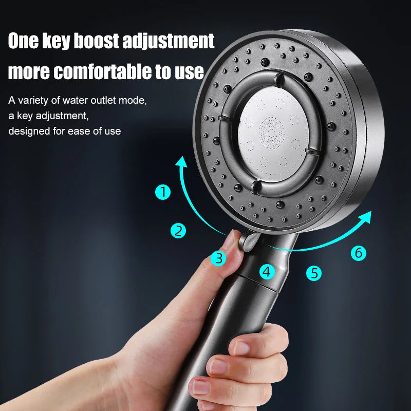 VEHHE 6 Modes 12 CM Large Panel Adjustable High Pressure Shower Head Eco Water Saving Rainfall Showerhead Bathroom Accessories