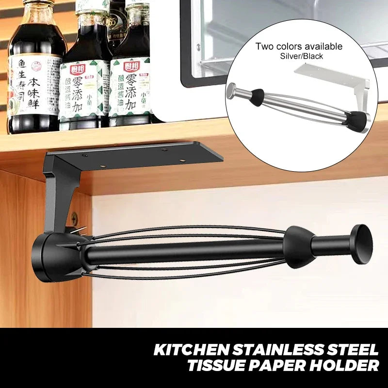 Vehhe New Toilet Paper Holder Kitchen Stainless Steel Tissue Paper Holder with Damping Effect Bathroom Single Hand Operate Racks